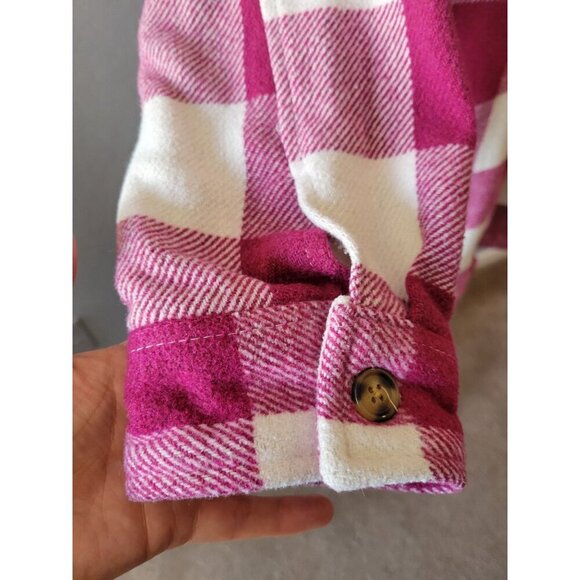 Member's Mark Button Front Plaid Shacket Size L Crimson Causal Fall/Winter - Picture 7 of 12